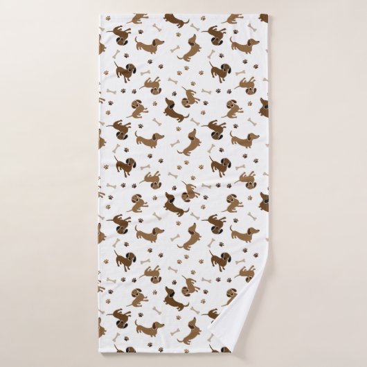 Chiens de Dachshund et Bones mignons pattes (Serviette de bain)