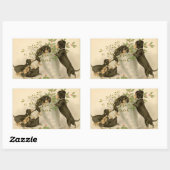 Chiens de dachshund vintages autocollant de Noël (Feuille)