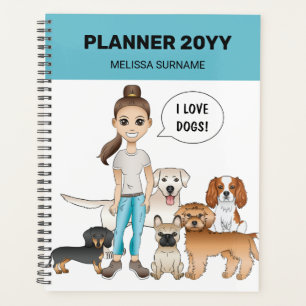 Chiens de Dessin Animé Mignons Avec Une Fille De D