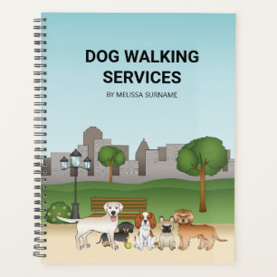 Chiens de Dessin Animé Mignons Dans Un Parc - Serv