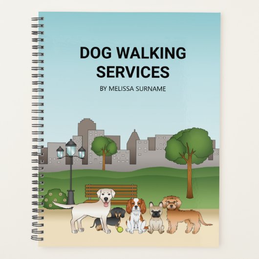 Chiens de Dessin Animé Mignons Dans Un Parc - Serv (Devant)