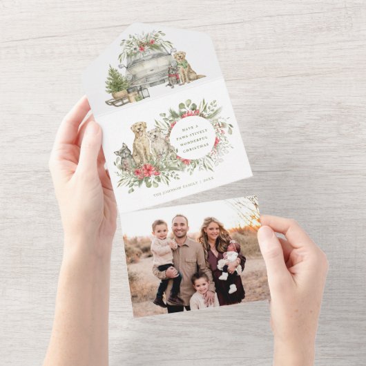 Chiens de Noël avec voiture | Carte de Noël photo (Déchirure)