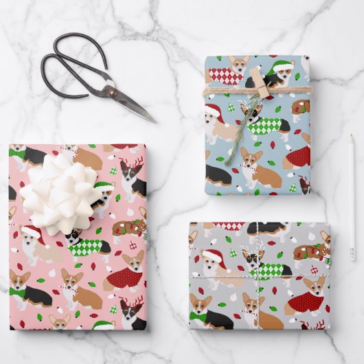 Chiens de Noël Enveloppant des feuilles de papier (Recto)