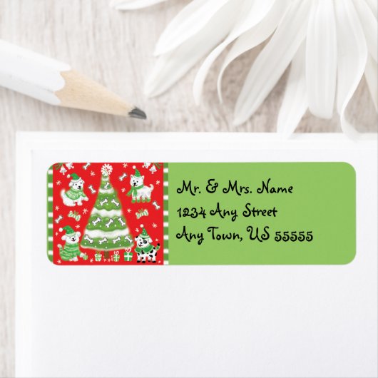 Chiens de Noël Étiquette de adresse (En situation)