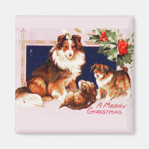 Chiens de Noël Magnet Vintage