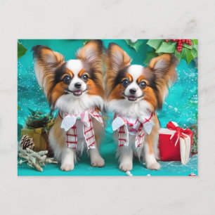 Chiens de Noël mignons Carte postale de vacances