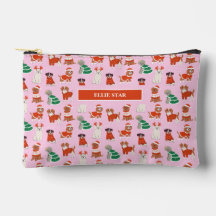 Chiens de Noël roses fille Sac cosmétique personna
