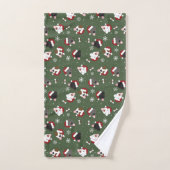 Chiens de Noël sur Vert (Serviette à main)