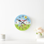 Chiens de uppy Castle Horloge ronde bleue et rouge (Maison)