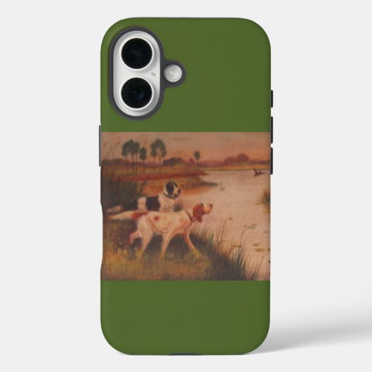 Chiens d'oiseaux Olive foncé Vert iPhone 16 Coque (Verso)
