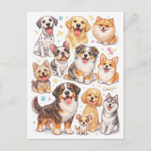 Chiens drôles. Carte postale