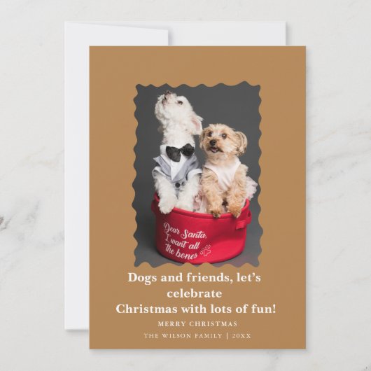 Chiens drôles et mignons disant carte de vacances  (Devant)