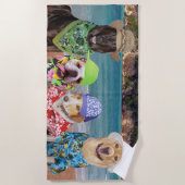 Chiens drôles sur la serviette de plage de plage (Devant)