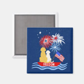 Chiens du 4 juillet sur Fireworks Magnet (Recto/Verso)