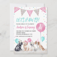 Chiens du drapeau de Bunting Invitation d'annivers