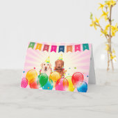 Chiens du Labrador Bonne carte de voeux d'annivers (Fleur jaune)