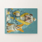 Chiens du temps du thé - Bulldog & Corgi Puzzle (Horizontal)