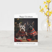 Chiens écossais de Terrier joyeux carte de Noël (Fleur jaune)