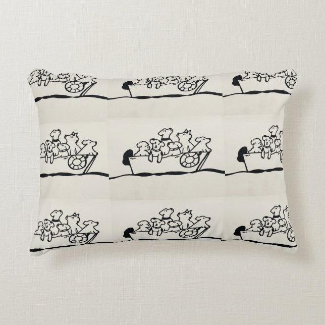 "Chiens en bateau" Coussin de Willowcatdesigns (Devant)