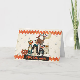 Chiens et carte de Howloween de chat