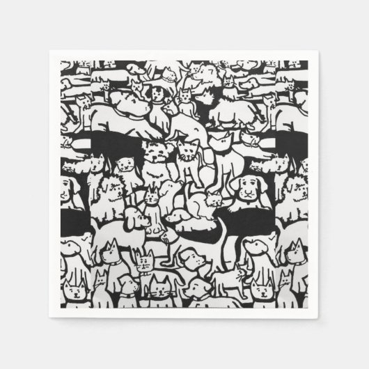 Chiens et chats Cartoon" serviettes en papier (Devant)