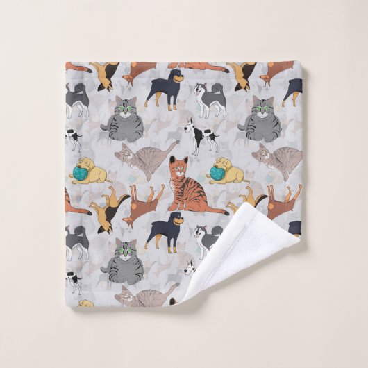 Chiens Et Chats Cutes Design Motif (Gant de toilette)