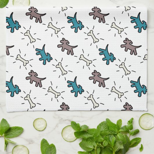 Chiens et os de style Graffiti serviette de chien (Plié)