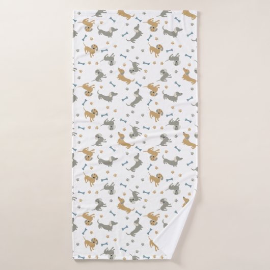 Chiens et pattes Dachshund Cute Pastel (Serviette de bain)