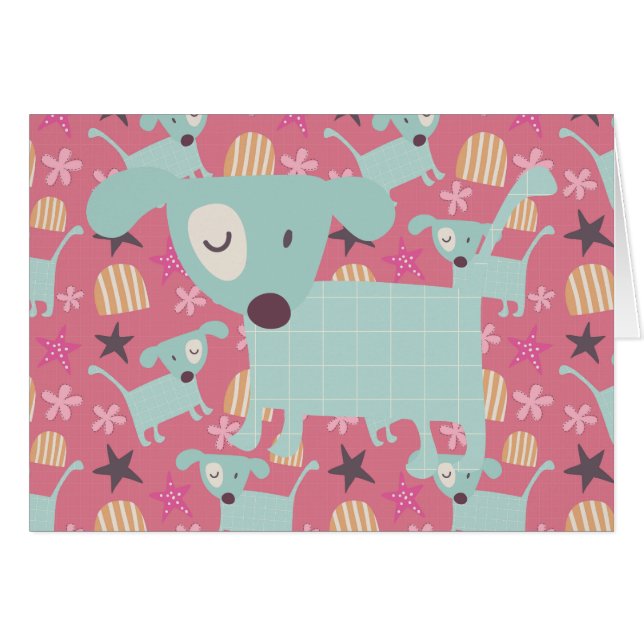 Chiens, étoiles et fleurs (Devant horizontal)