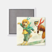 Chiens glissant sur aimant Vintage glace (Recto/Verso)