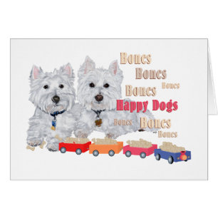 Chiens heureux avec des os
