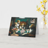 Chiens jouant Carte pour notes Mah Jongg (Fleur jaune)