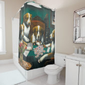 Chiens jouant le rideau en douche (En situation)