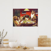 Chiens Jouer aux cartes poster (Cuisine)