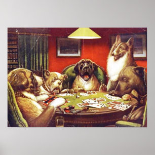 Chiens Jouer aux cartes poster