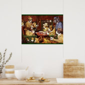 Chiens Jouer aux cartes poster (Cuisine)