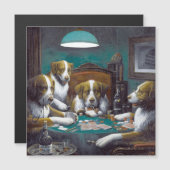 Chiens Jouer Poker Carte magnétique (Devant / Derrière)