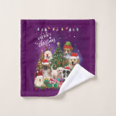 Chiens Joyeux Noël Lumière (Gant de toilette)