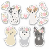 Chiens mignons avec Sticker Pack Fleurs (Devant)