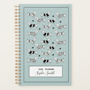 Chiens mignons Dachshund, Blue 2025 Planner