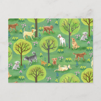 Chiens mignons dans la carte postale de Dog Park