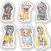 Chiens mignons en Raincoats (2) Stickers (Recto)