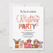 Chiens mignons Noël Fête Invitation (Devant)