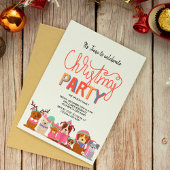 Chiens mignons Noël Fête Invitation