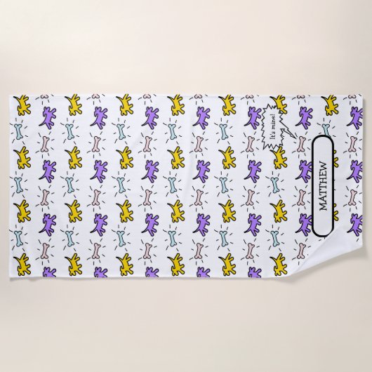 Chiens os PY Graffiti Style Nom Plage Serviette (Devant)