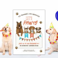 Chiens Pawty Anniversaire Invitation
