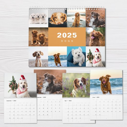 Chiens Photo Collage Calendrier moderne 2025