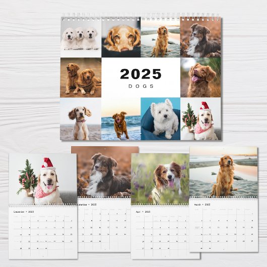Chiens Photo Collage Calendrier moderne 2025