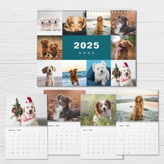 Chiens Photo Collage Calendrier moderne 2025