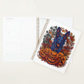 Chiens Pitbull Bleus Citrouilles Halloween Feuille (Devant avec enveloppe)